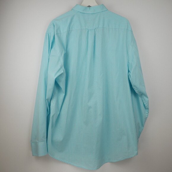 Izod Shirt Mens XL Aqua White Checkered Button Down Long Sleeve Casual Classic - Picture 7 of 16